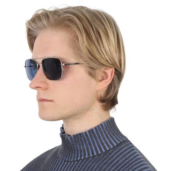 Calvin Klein Navigator Sunglasses – Silver Frame Blue Lens (Model CK19136S 045)