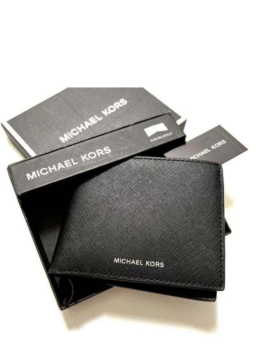 MICHAEL KORS Slim BiFoldWallet Embossed Black Boxed Saffiano