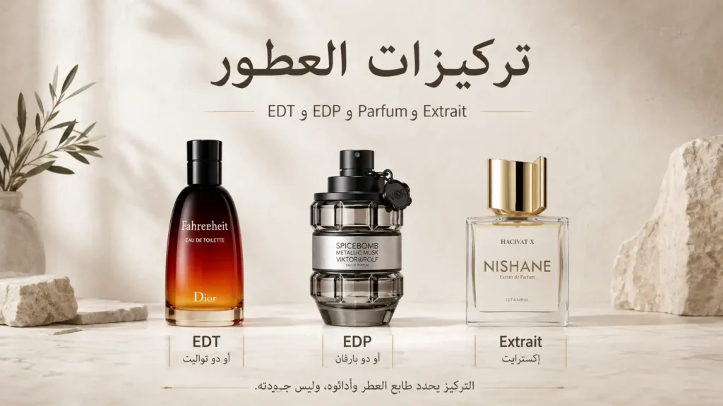 درجات تركيز العطور من EDT إلى Parfum