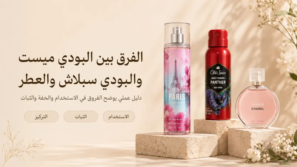 الفرق بين البودي ميست والبودي سبلاش والعطر