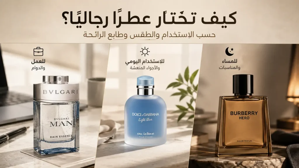 اختيار عطر رجالي حسب المناسبة والذوق